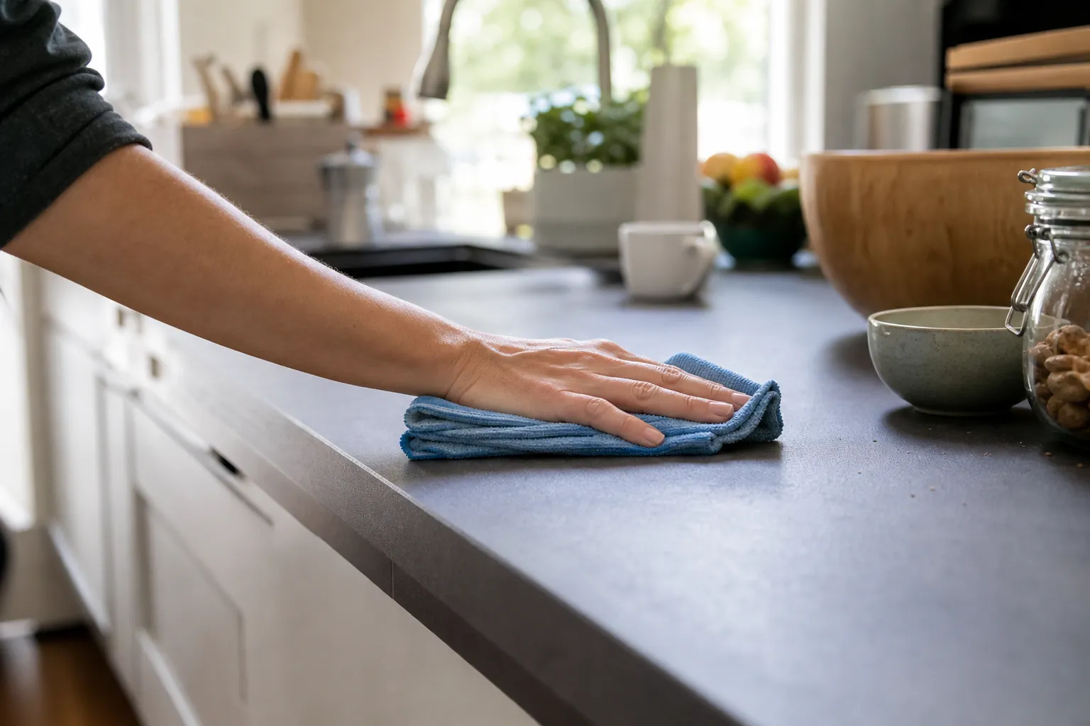 Plan de travail de cuisine entretenu avec soin